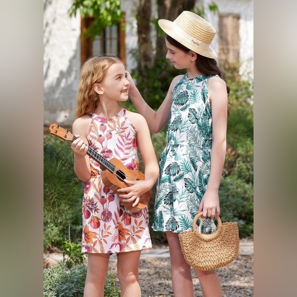 Tropical Leaf Print Halter Romper (016) - Picture 4 of 4